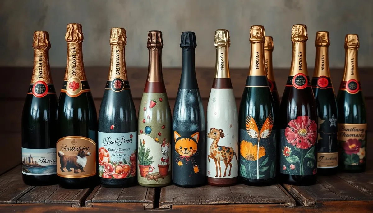 painted champagne bottles