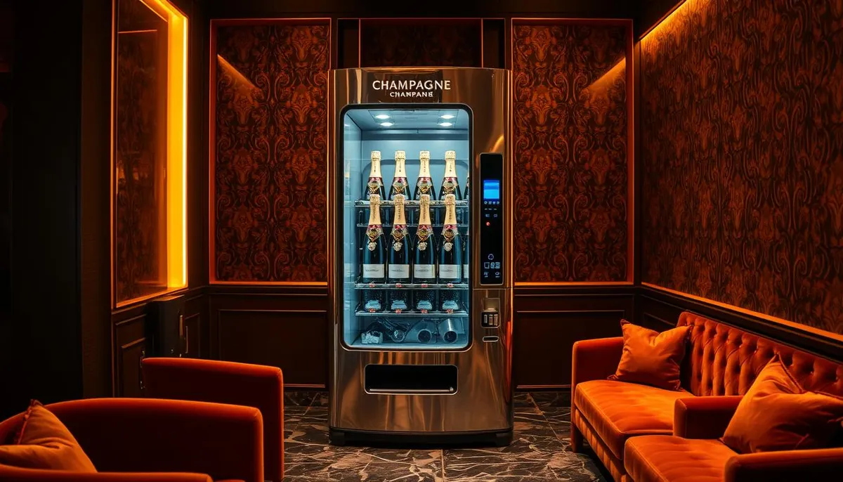 Iconic installations of champagne vending machine