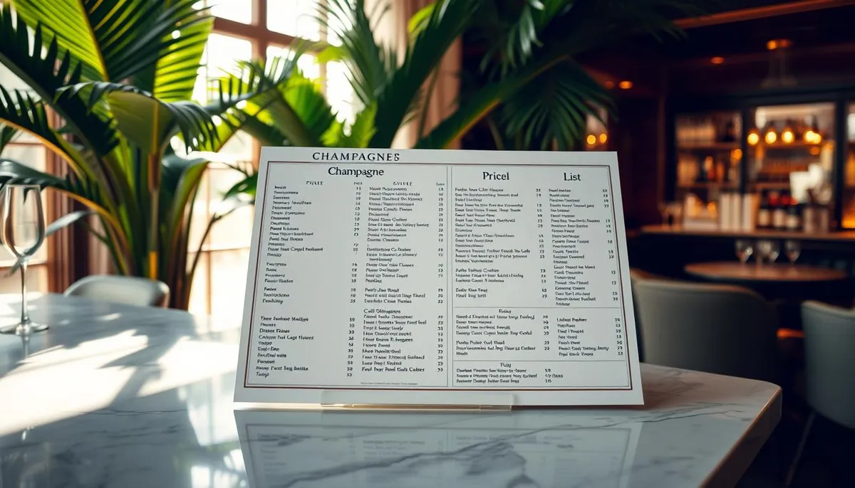 Champagne price list in Goa