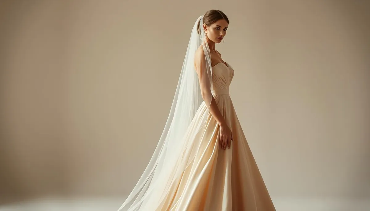 Long Champagne Wedding Veil Styling with Modern Gowns
