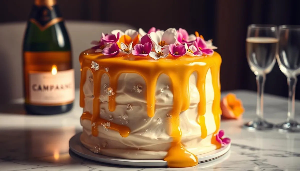 champagne birthday cake