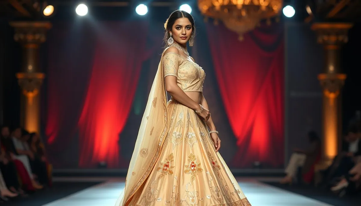 Designer Champagne Lehenga Trends Seen on Celebrities and Runways