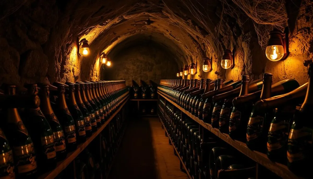 Champagne aging in cellar