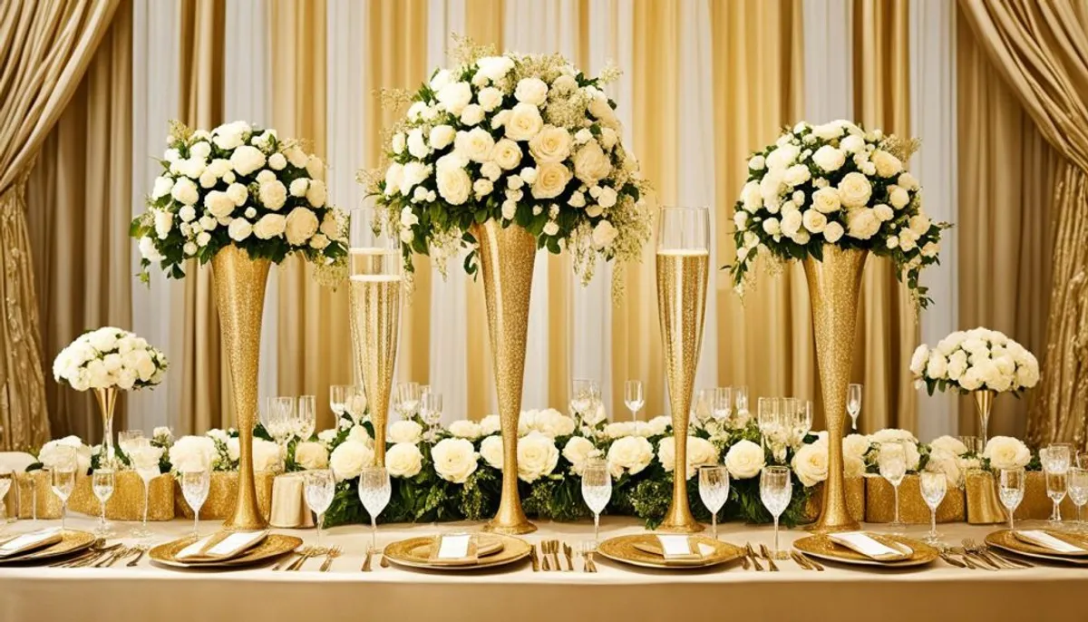 champagne and gold wedding decor