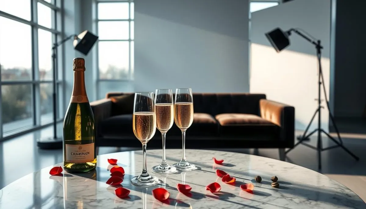 champagne photoshoot