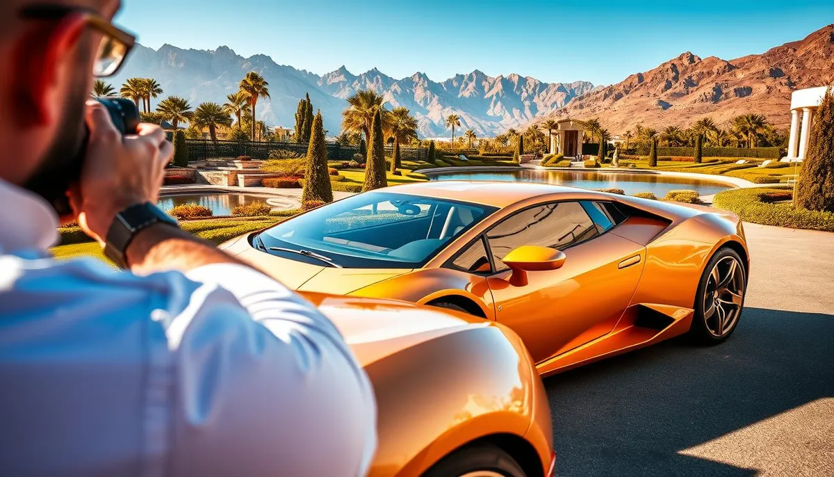 Photography and media for extravagant vehicles and a champagne lamborghini