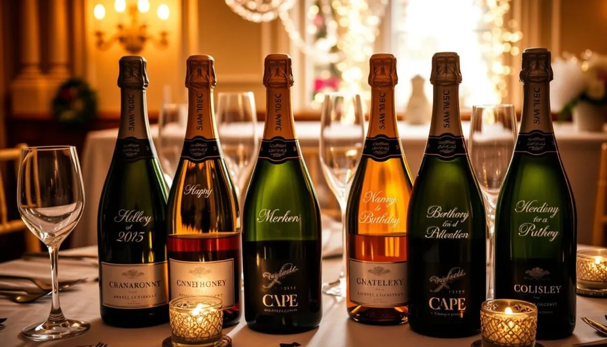 engraved champagne bottles