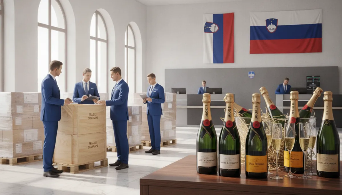 importando champán a Eslovenia