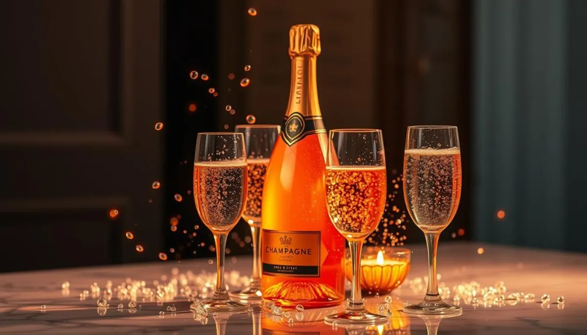 orange champagne bottle